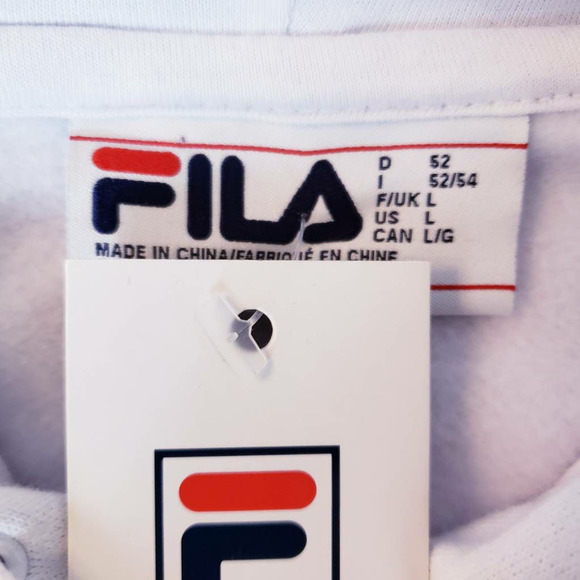Fila Mens L Hoodie Sweatshirt White Blue Pullover Color Block Long Sleeves New - Picture 10 of 12
